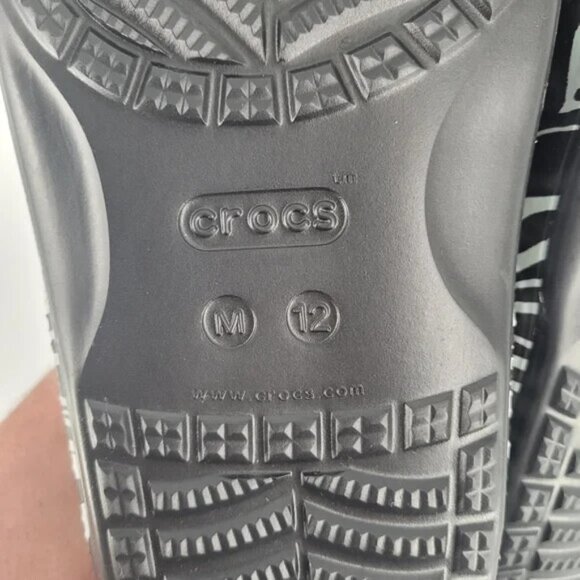 Crocs Sandals Slides Slip on Animal Print Zebra Black Men\'s Size 12 NWT main image 9